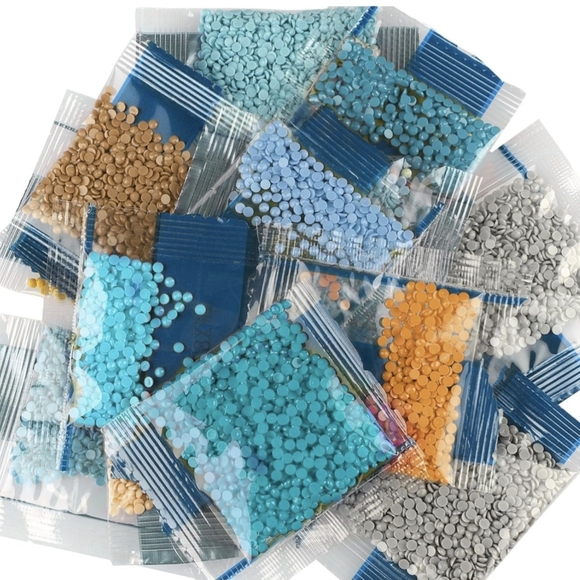 Blue Flowers With Gold Accents 5D Diamond Painting Kit New - Picture 7 of 7